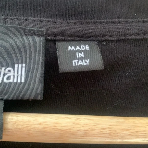 Roberto (Just) Cavalli Top T Shirt Rhinestone Logo Black Small - Picture 5 of 5